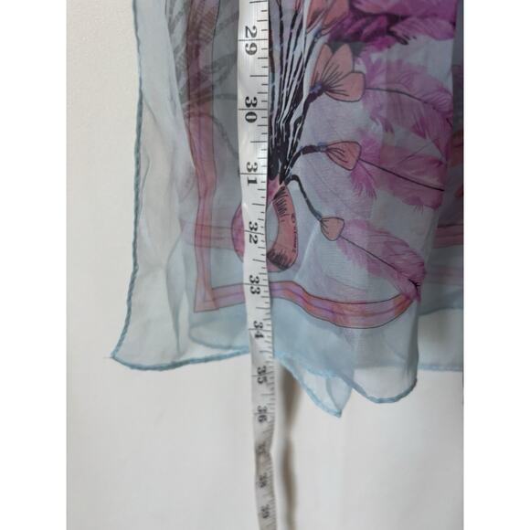 HERMES Scarf Silk Brazil Blue Purple Brazil Made in France Rectangular 29x70 - Picture 14 of 15